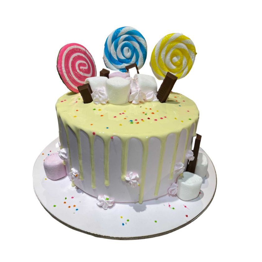 (735) Marshmallow Lollipop Theme Kids Cake
