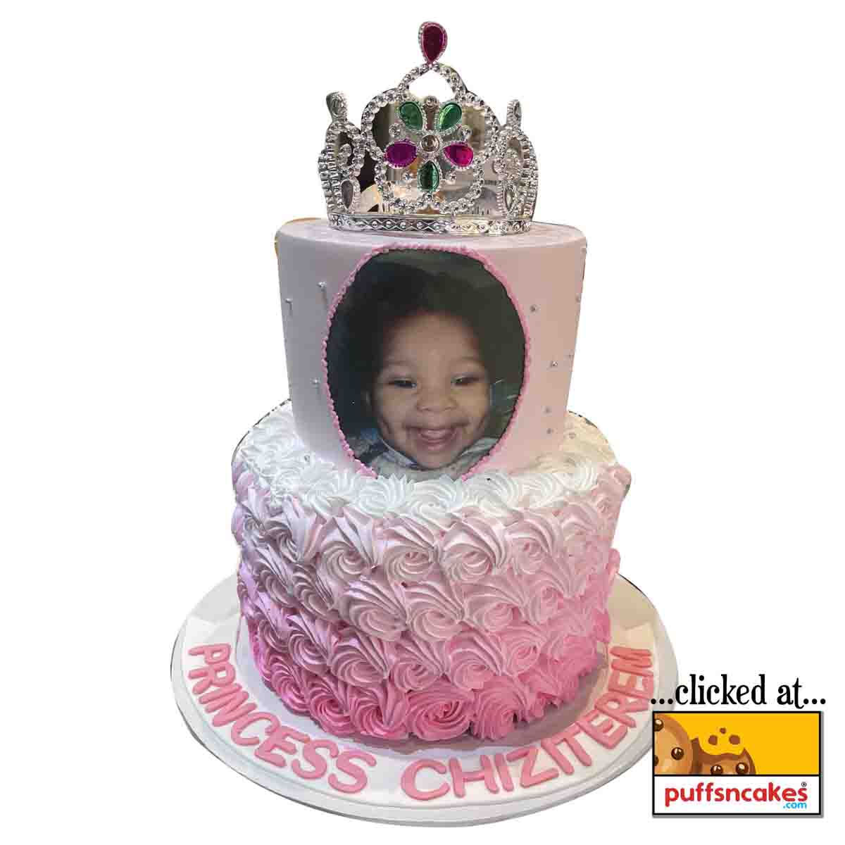 (1279) Princess Crown Photo Theme Tall Cake