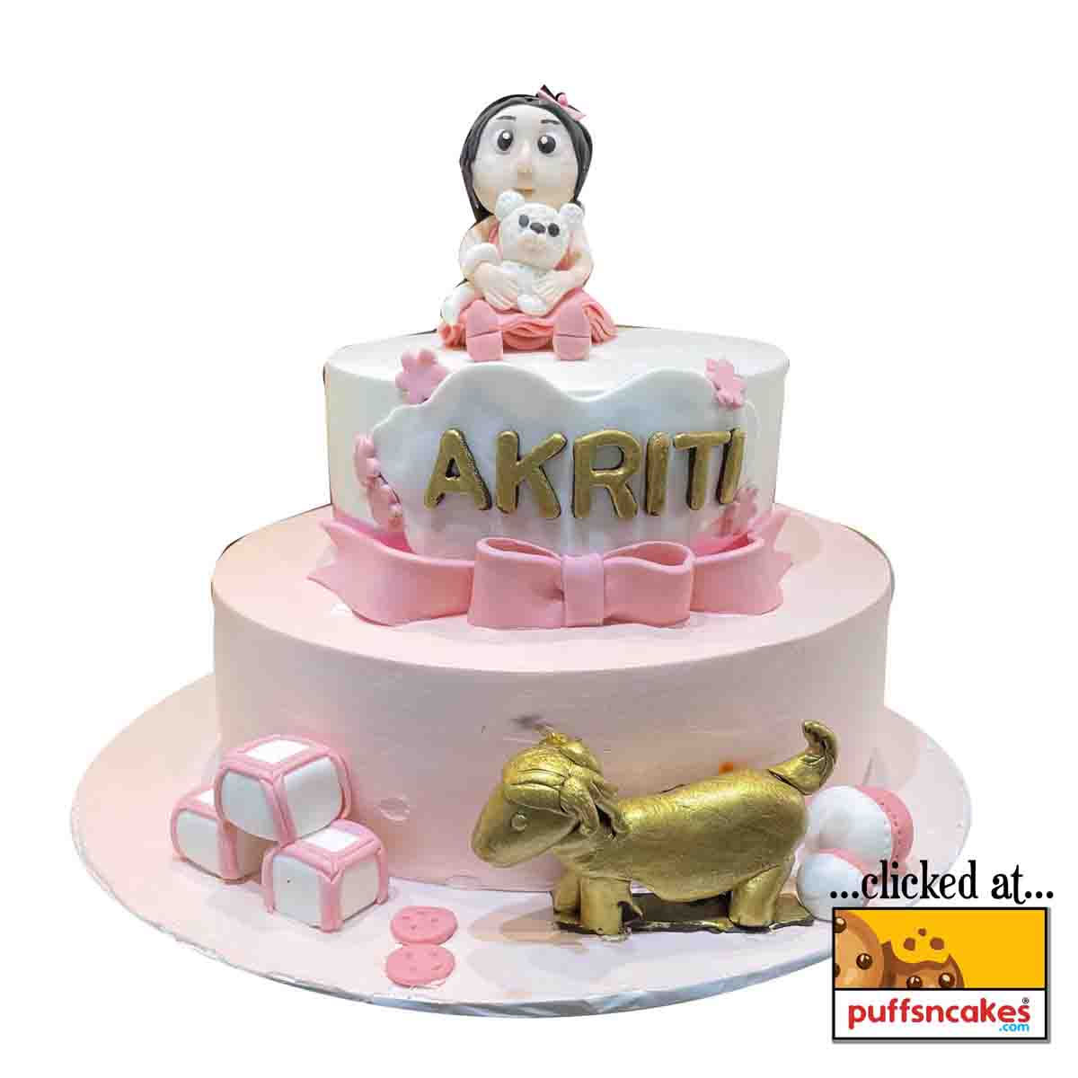 (1321) Cute Girl Unicorn Theme Semi Fondant Cake