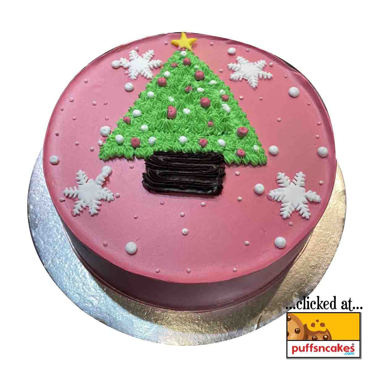 (1139) X-Mas Christmas Theme Cream Cake