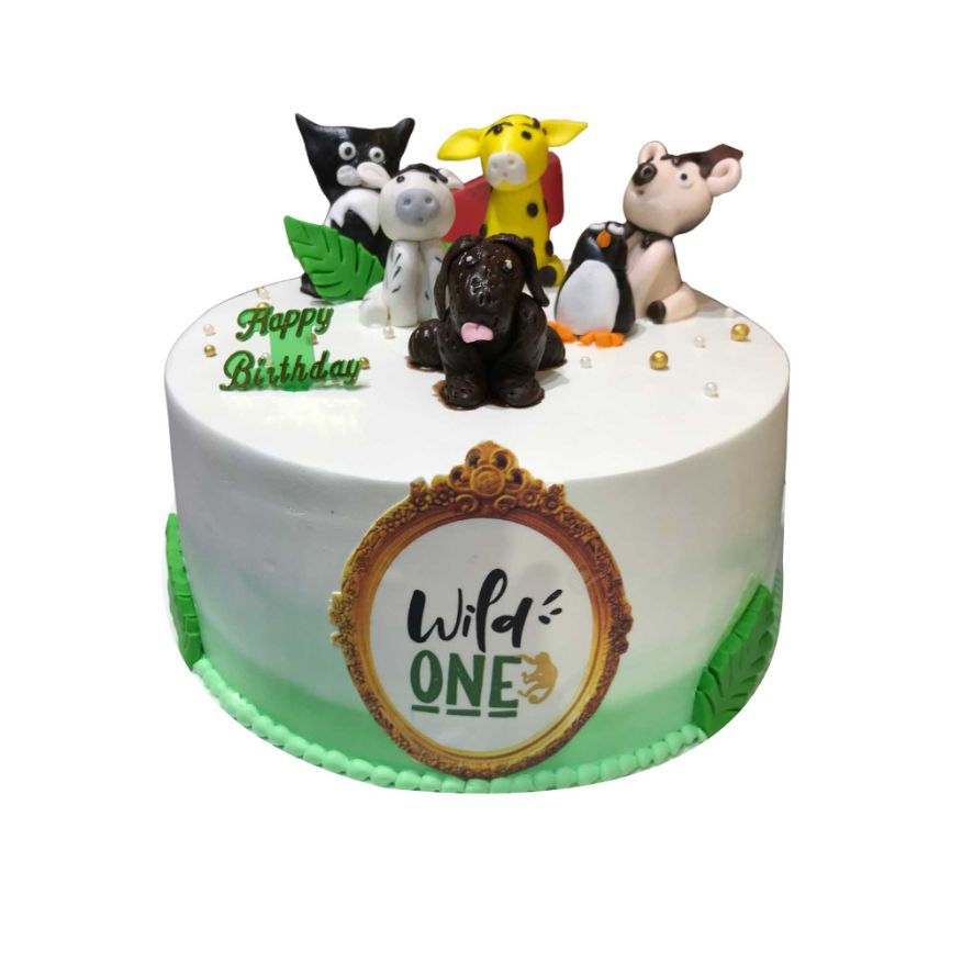 (342) Animals Semi Fondant Cake