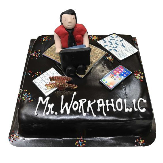 (593) Workaholic Theme Chocolate Icing Cake