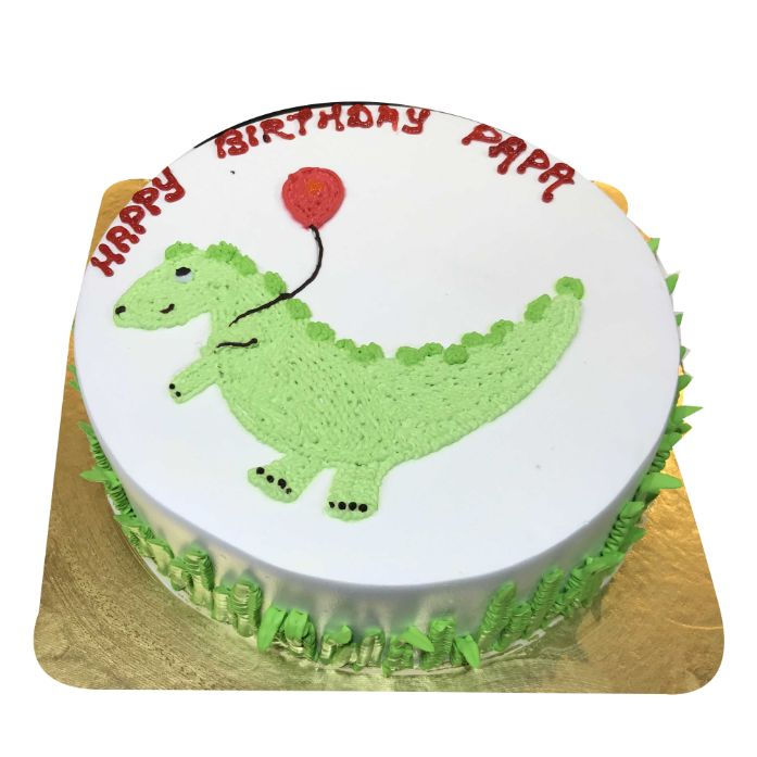 (641) Dino Theme Cream Cake