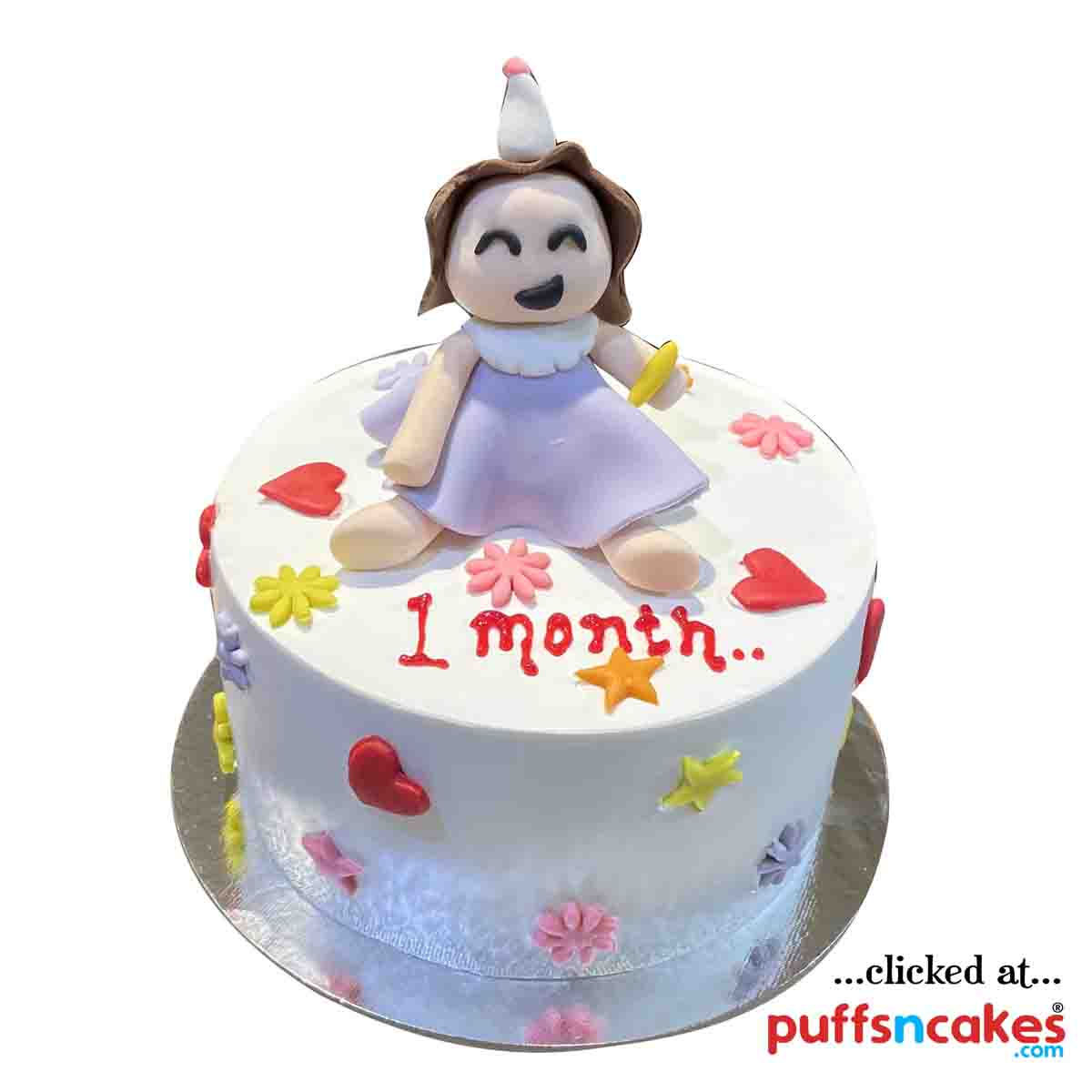 (1611) Baby Girl One 1 First Month Cake