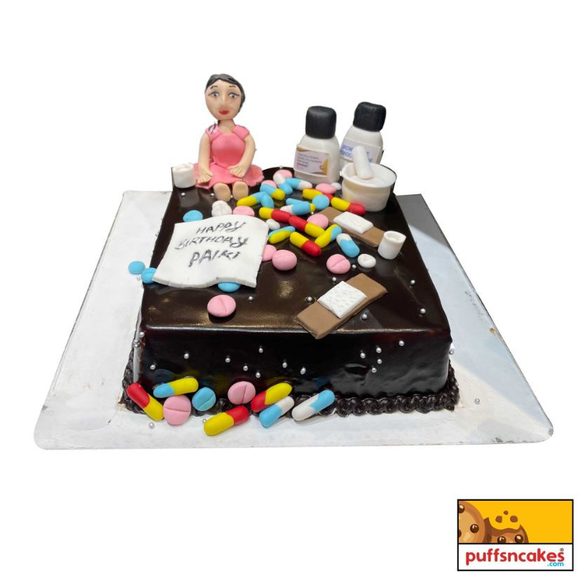 (800) Doctor Pharmacist Theme Semi Fondant Cake