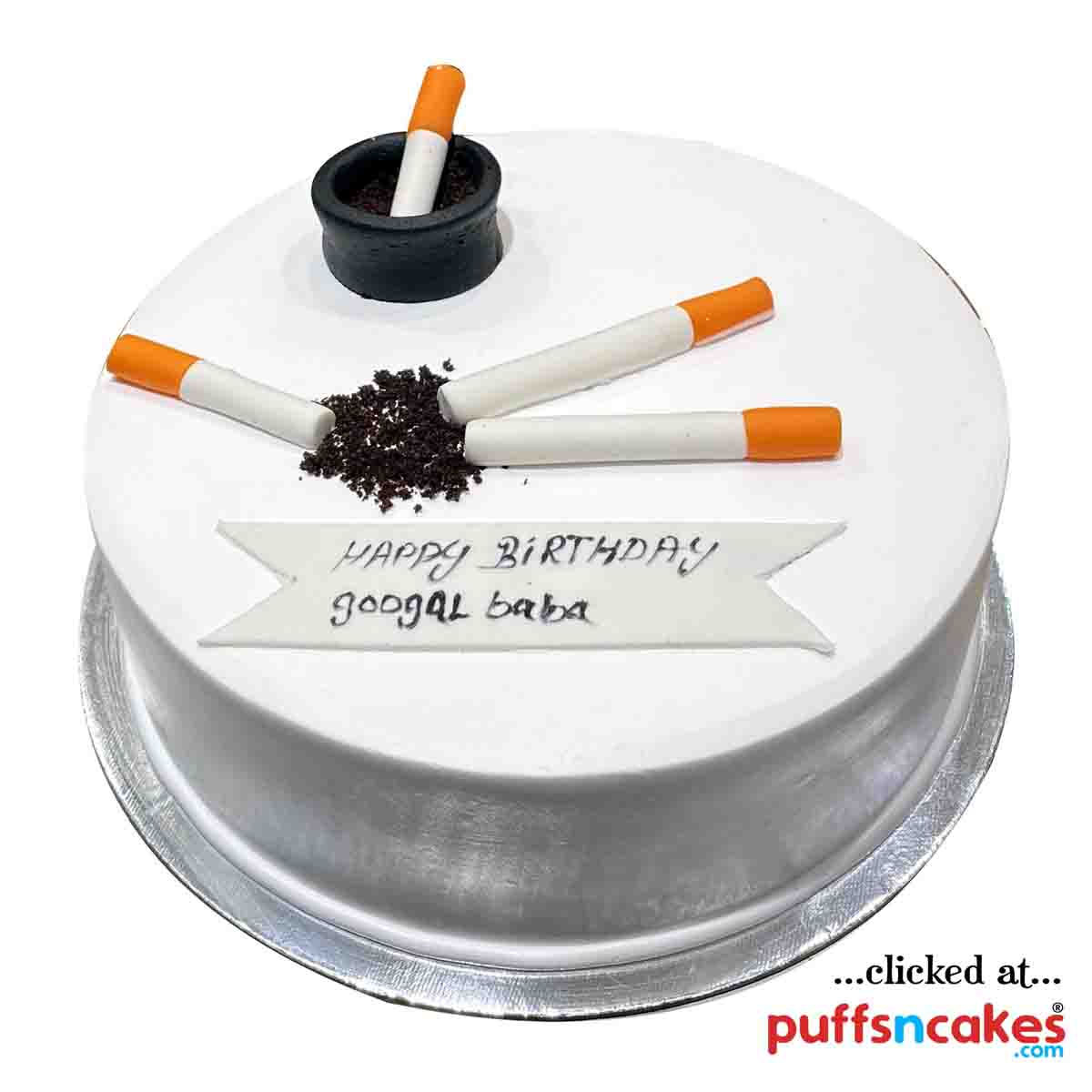 (2117) Smoking Smoker Cigarette Ashtray Theme Semi Fondant Cake