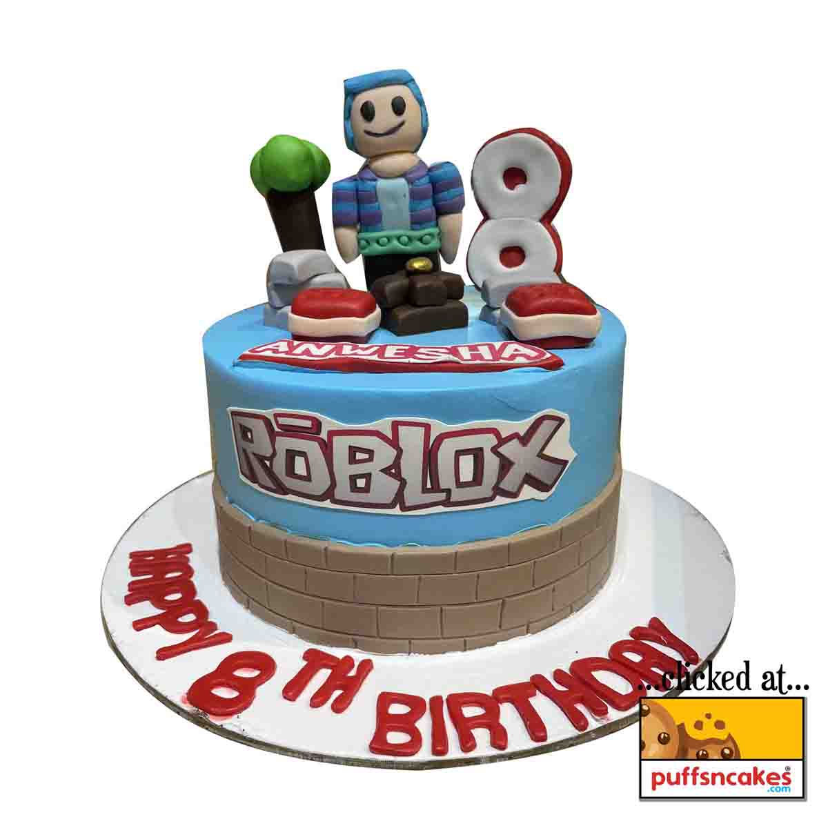 (1122) Roblox Theme Semi Fondant Cake