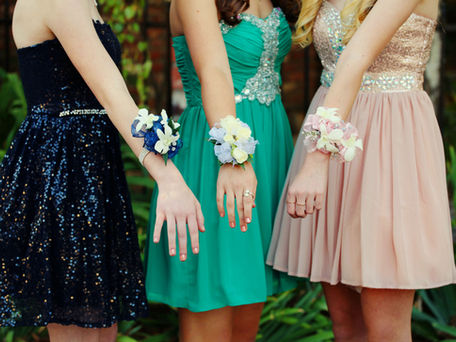 Girls Dressed for School Dance