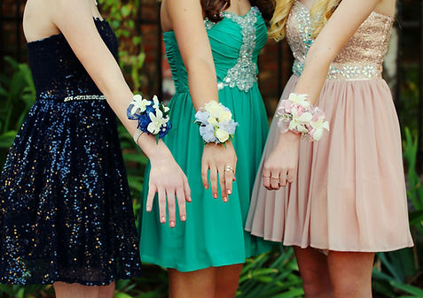 Girls Dressed for School Dance