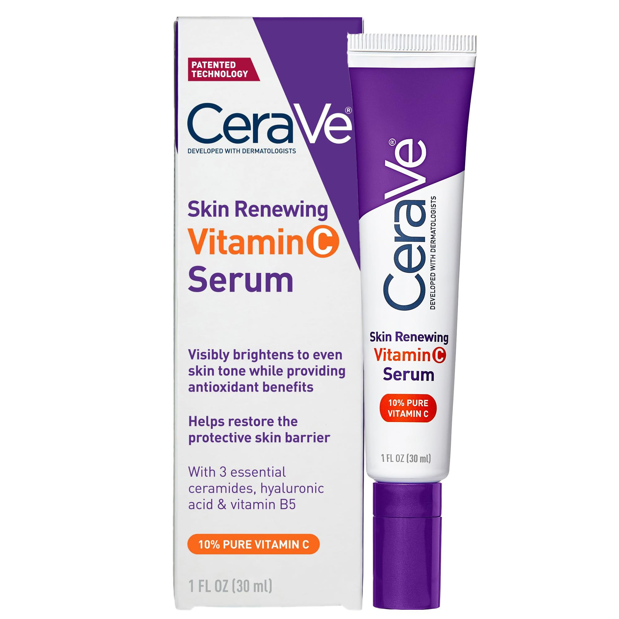 CeraVe Vitamin C Serum with Hyaluronic Acid – Skin Brightening Facial Serum