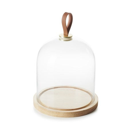 Inspired By Revol cloche & Oak Base 20cm Glass & Oak