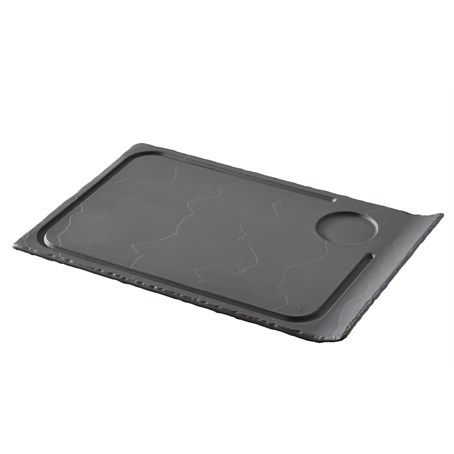 Basalt Steak Plate 1 Curved Edge Matt Slate Style