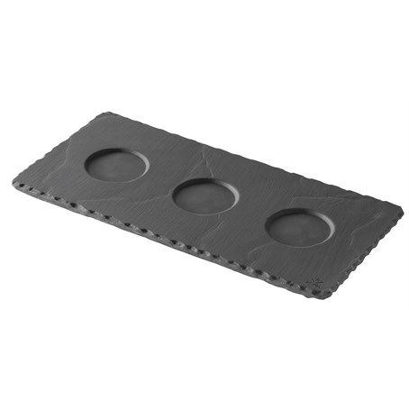 Basalt Tray With 3 Indents 25X12cm Matt Slate Style