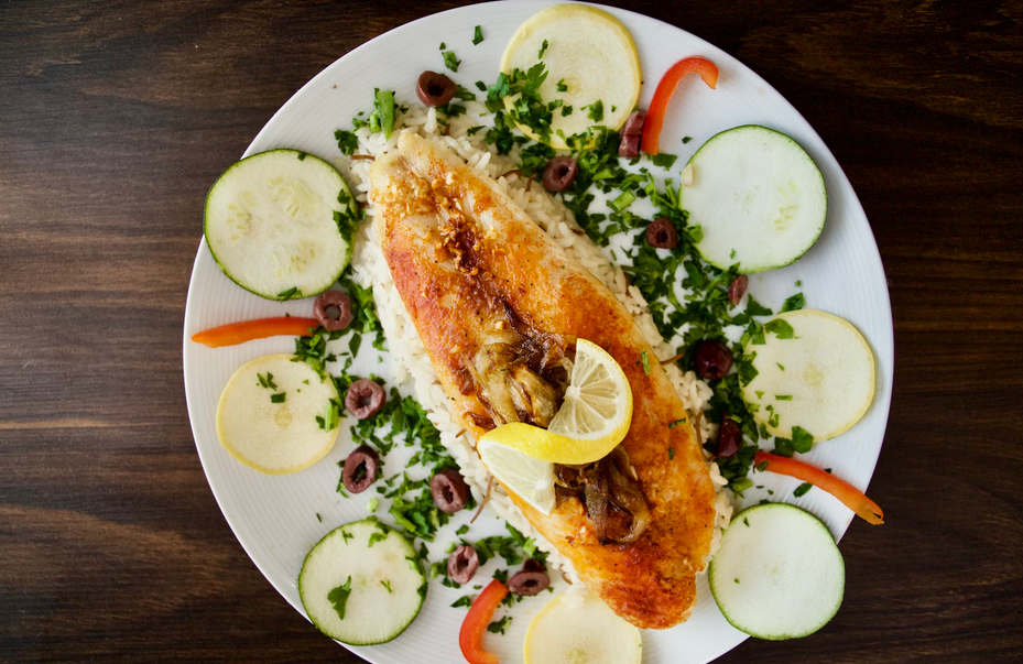 Grilled fish with vegetables
