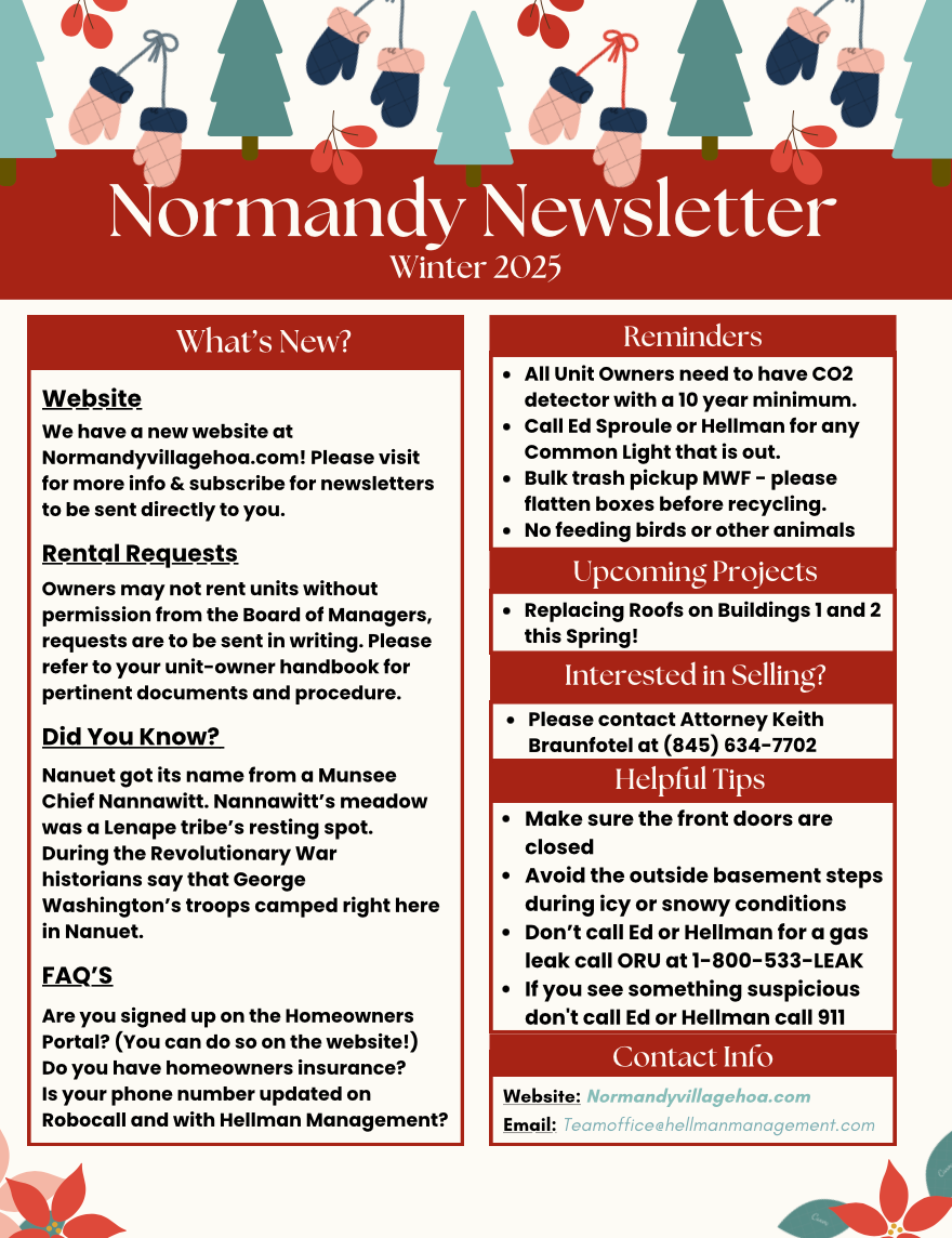 Normandy Winter Newsletter