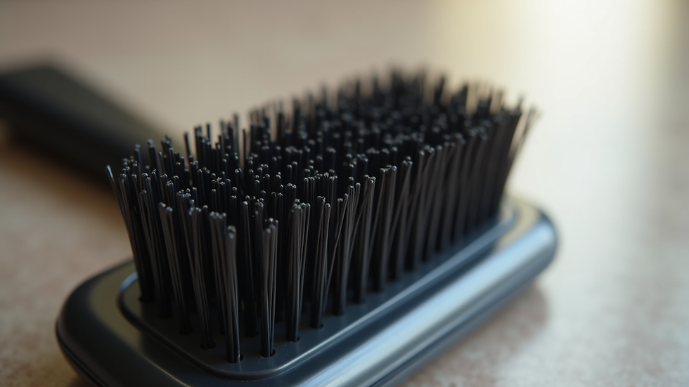 Eye-level view of a sleek hairbrush with heat-resistant bristles