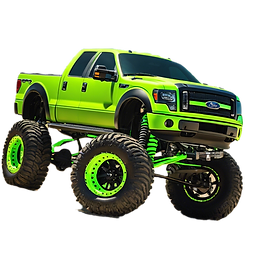Performance Off Road lifted truck neon green