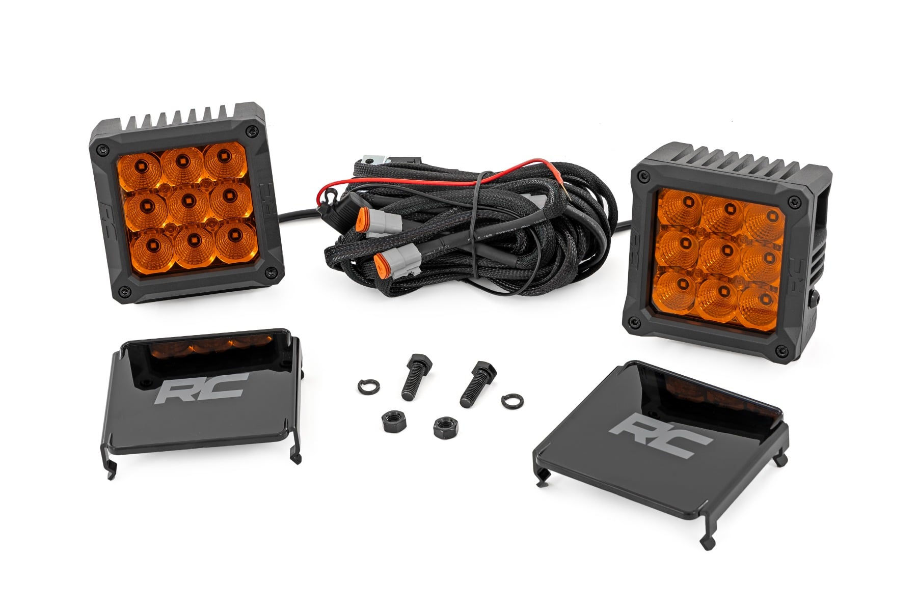 4 Inch LED Amber Light Pods Square