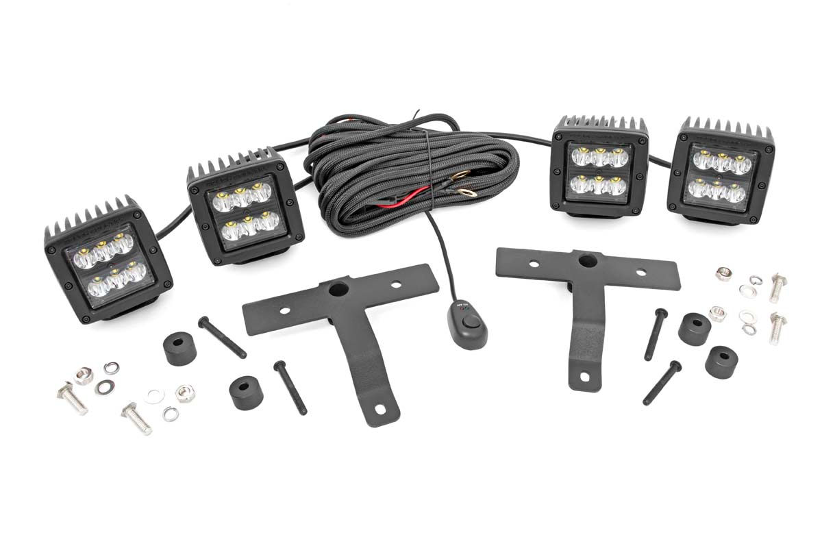 Quad LED Light Kit - Cowl Mount - 2" Black Pairs