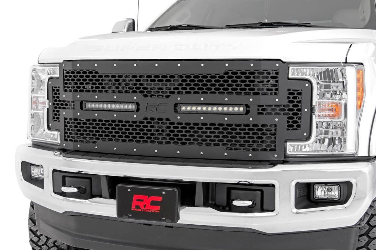 Mesh Grille - 12" Dual Row LED - Black - Ford