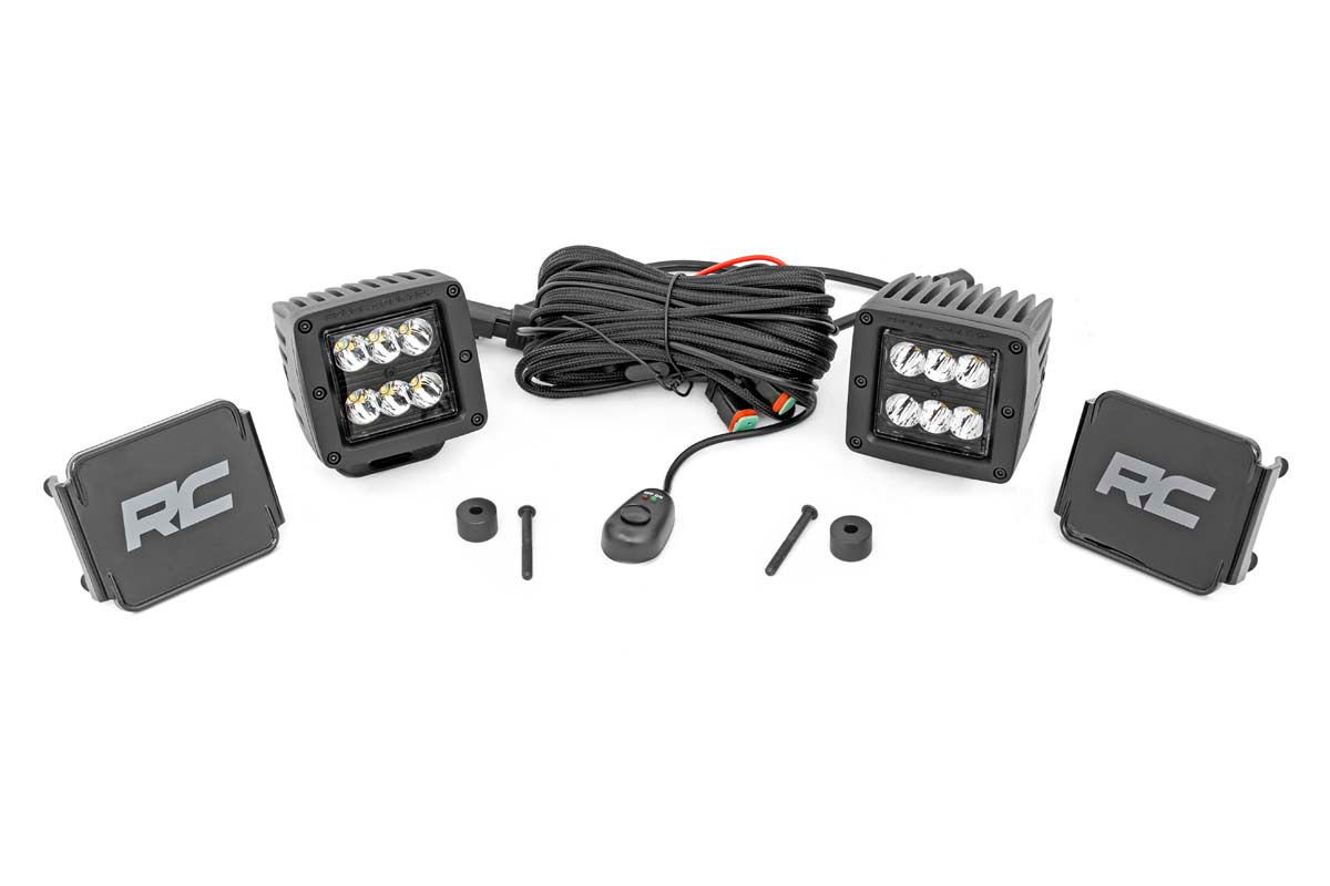 LED Light Kit - Cowl Mount - 2" Black Pair - Jeep