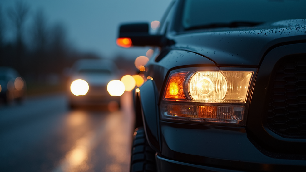 Close-up view of various off-road lights for vehicles