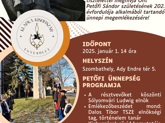 Köszöntsük ismét együtt az új évet Petőfi Sándor születésnapján!