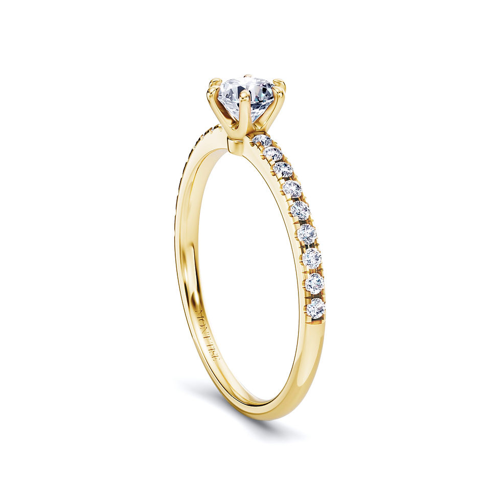Thumbnail: Lumière Collection|Delicate Pave Shank 6-Prong Engagement Diamond Ring