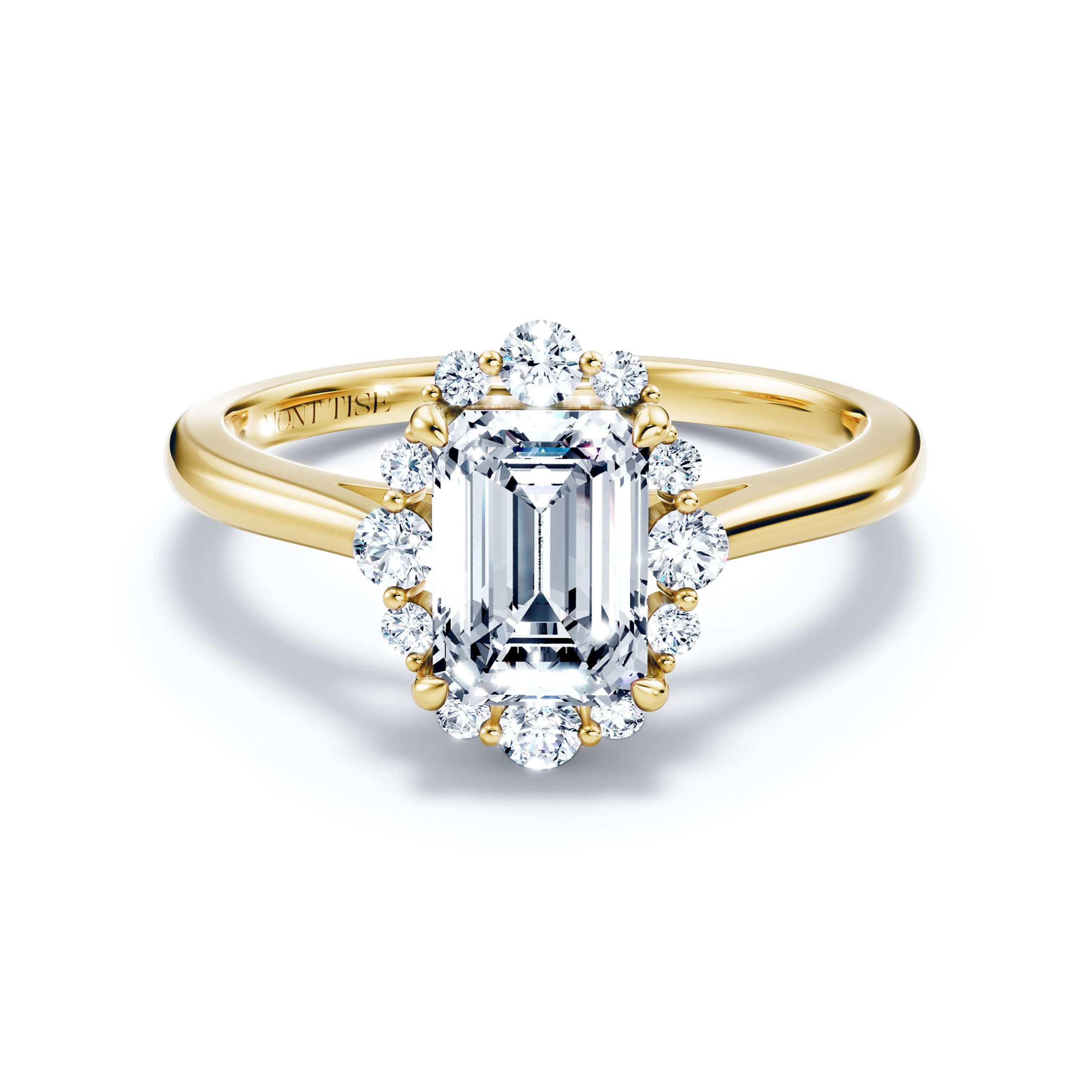 Valse Viennoise Deluxe Halo 4-Prong Engagement Diamond Ring YG