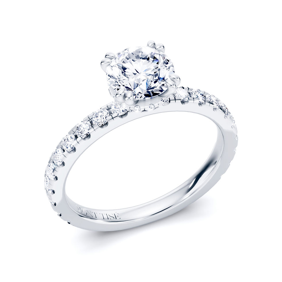 Thumbnail: Lumière Collection | Simple Elegant Pave Shank Engagement Diamond Ring