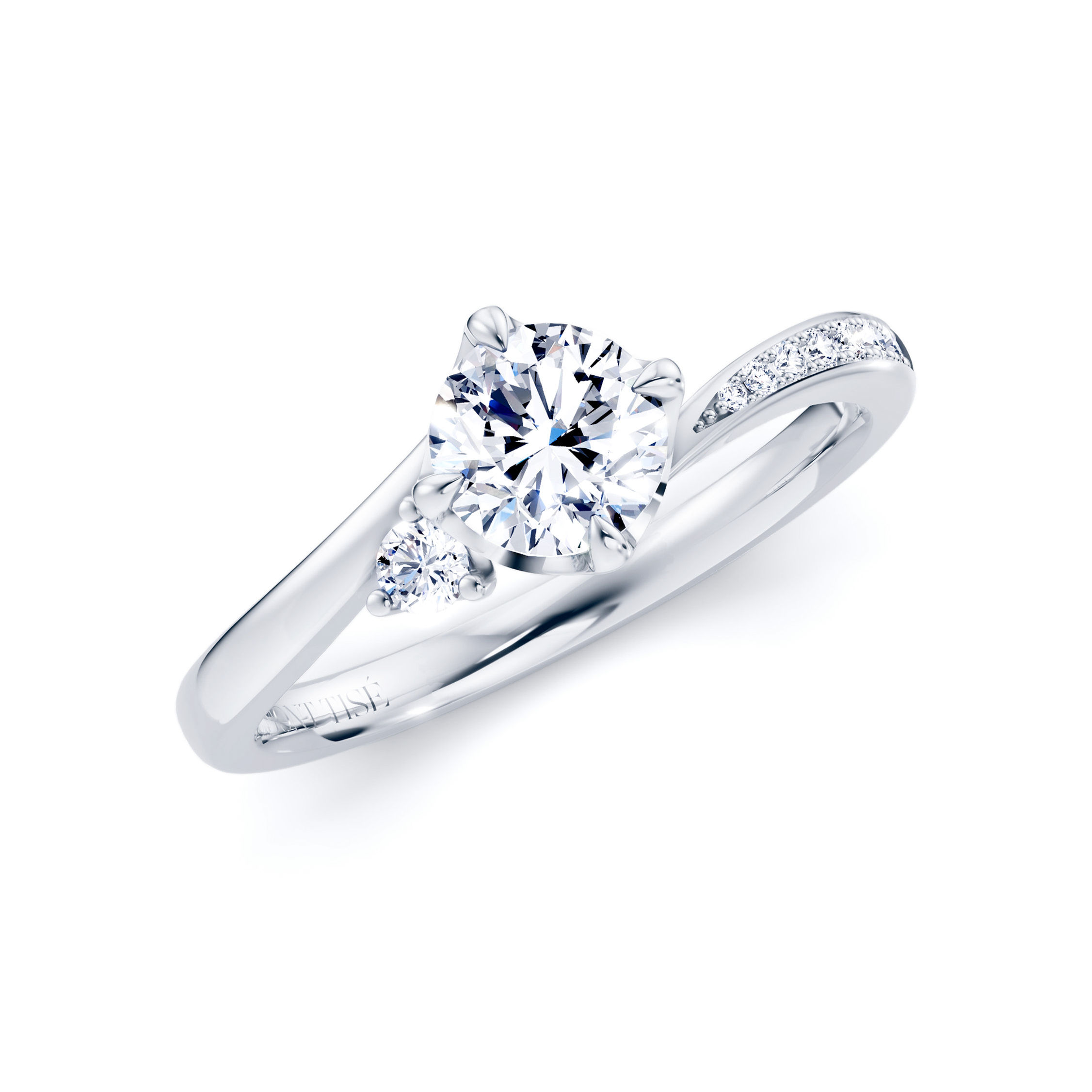 Majestueuse |Unique Modern Twisted-Shank Engagement Diamond Ring