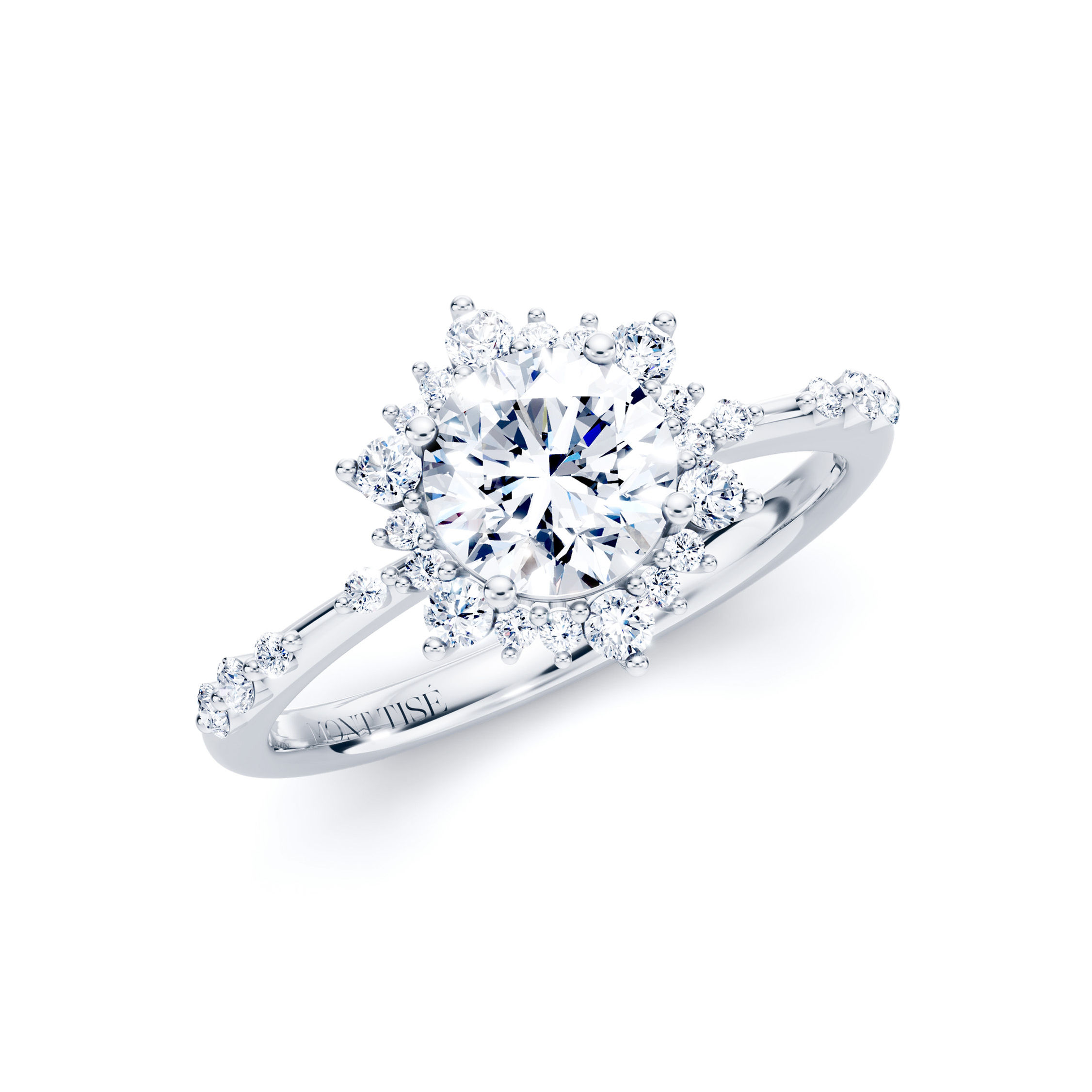 Pureté ·Niveus|Unique Dainty Snowflake Halo Diamond Engagement Ring