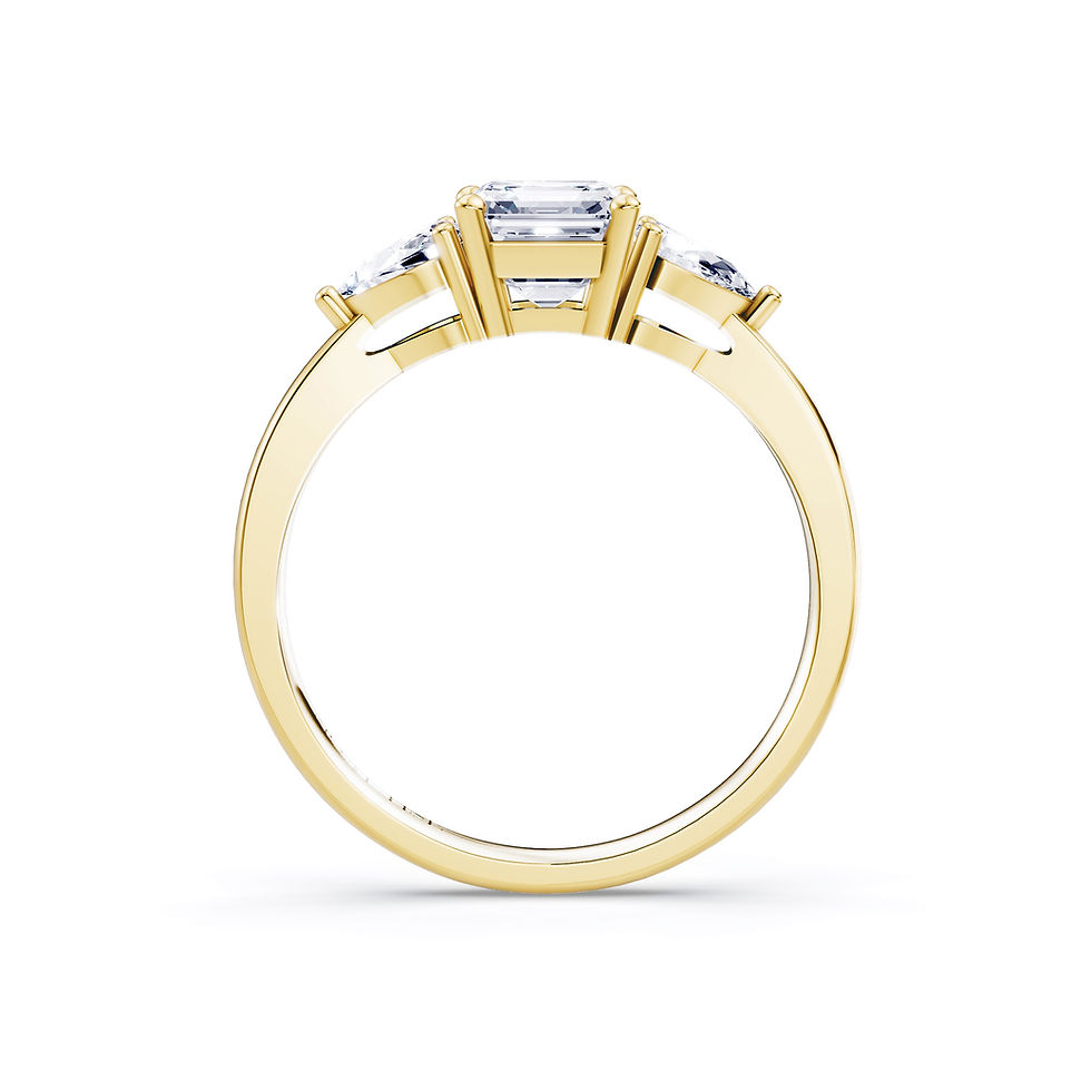 Thumbnail: Destinée |Classic Graceful Three-Stone Asscher Cut Diamond Ring|Yellow Gold