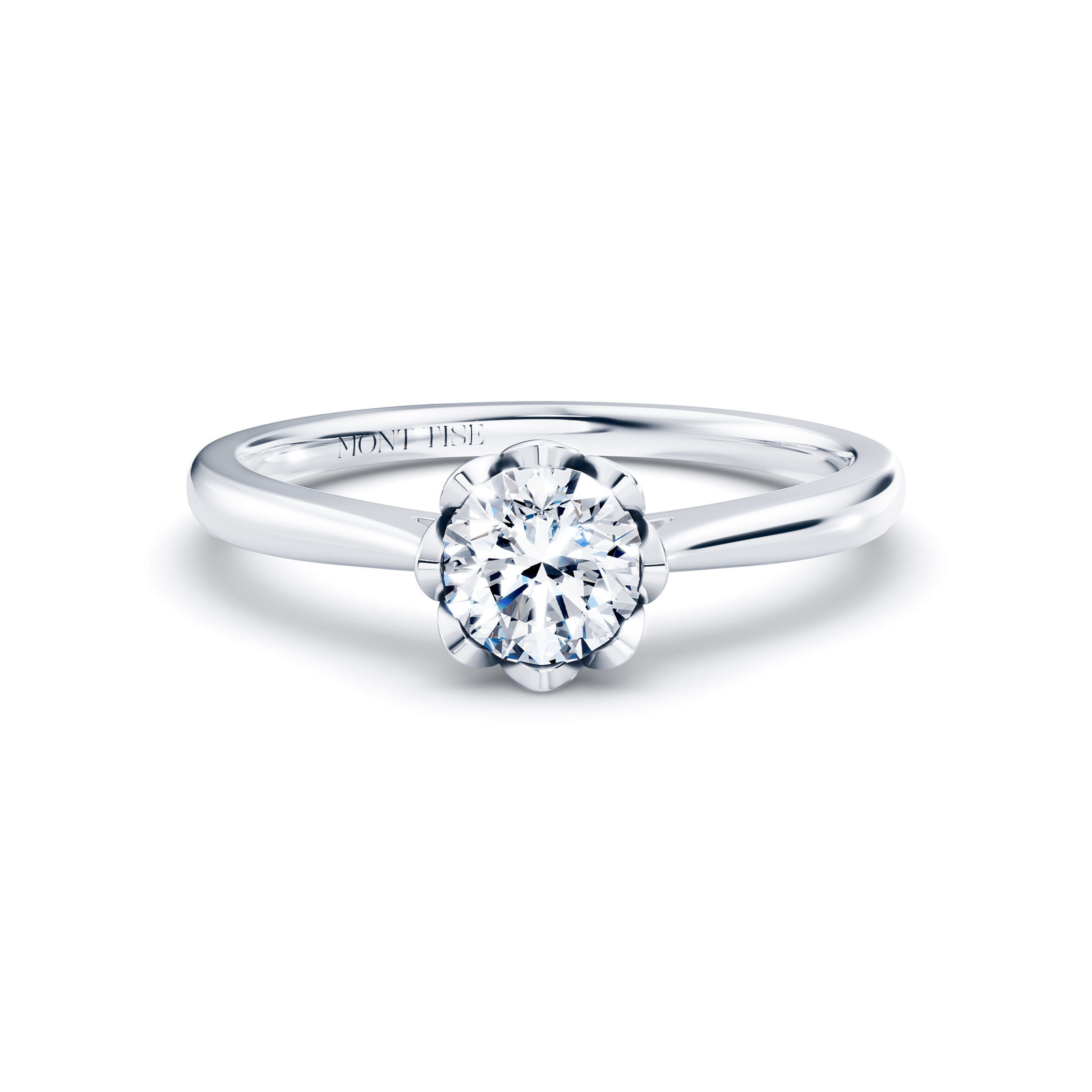 Fleur de Rêve Simple Flower Bud Engagement Diamond Ring WG
