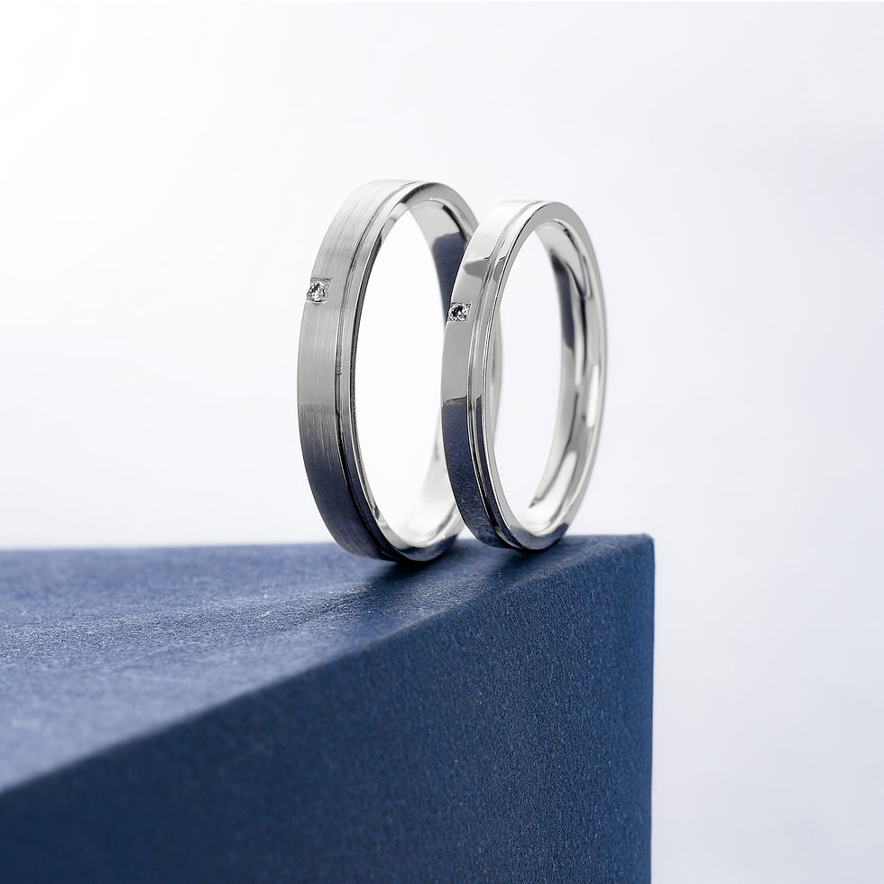 Thumbnail: Couple's Ring·Unité|Simple Half Bezel Wedding Diamond Ring WG