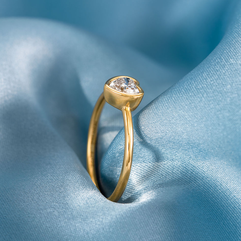 Thumbnail: Minimalist Bezel Set Heart-Shaped Solitaire Ring | Yellow Gold