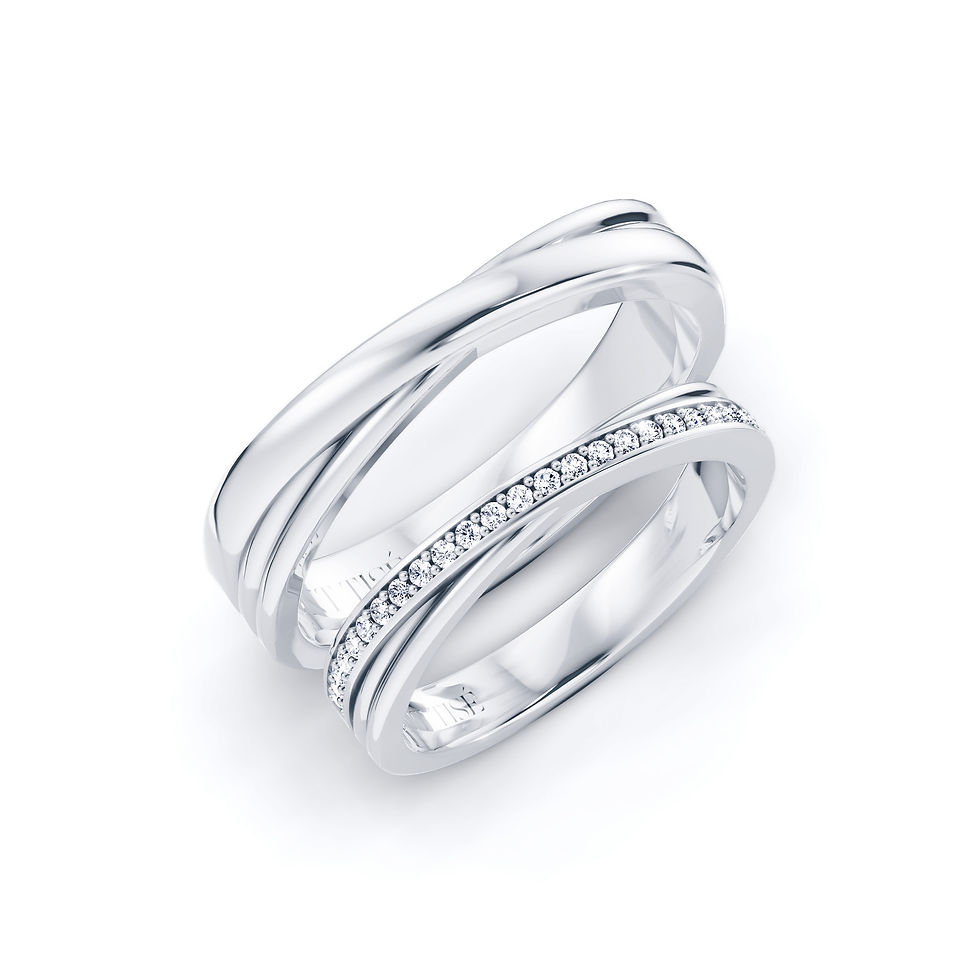 Thumbnail: Couple Ring·Symphonie Élégante|Elegant Interlaced Line Wedding Diamond Ring
