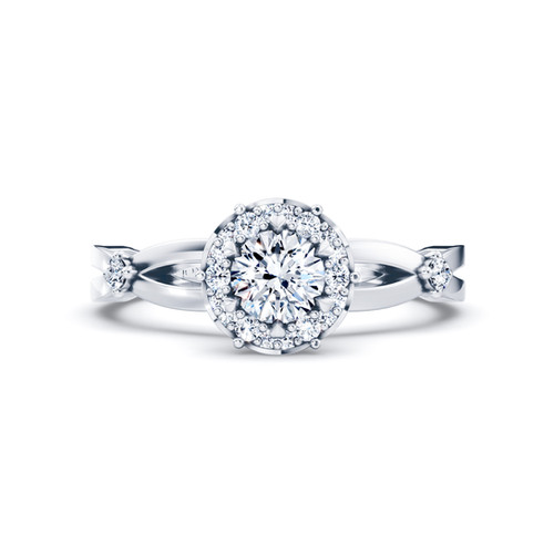 Valse Filet Rund Valse Viennoise ·Floret|Classic Double-Shank Halo Round Diamond Ring ...