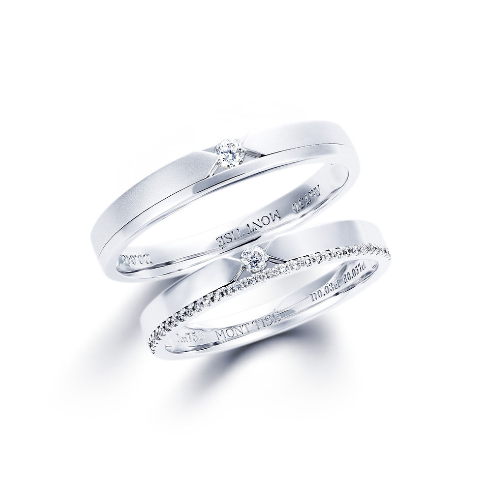 Thumbnail: Couple Ring · Ensemble | Delicate Exquisite Tension Set Wedding Diamond Ring