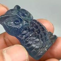 Thumbnail: Hand Carved Blue Fluorite Owl Figure