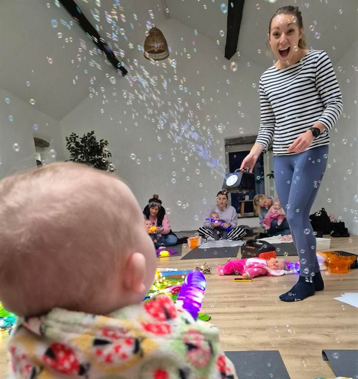 Baby enjoying the baby sensory group