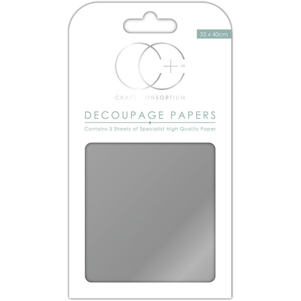 Metallic Silver Decoupage Paper 3 sheets