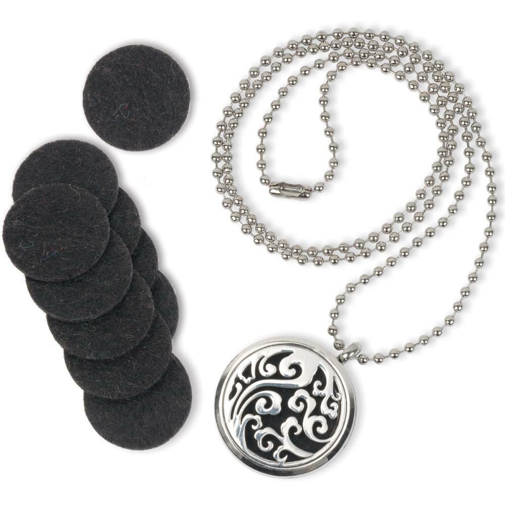 Round Swirls Aromatherapy Locket- 24 inch