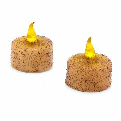 Primitive LED Tea Lights Wax Dipped 2 pc