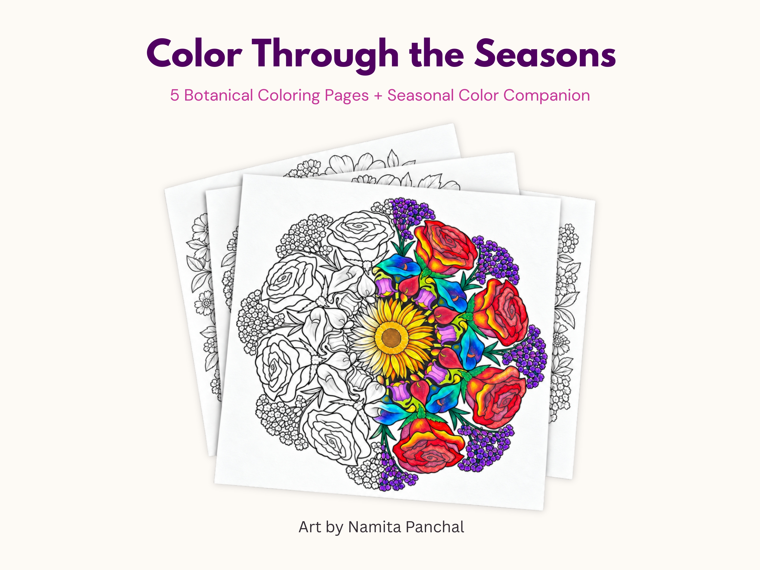 Color Through the Seasons: 5 Botanical Mandala Coloring Pages