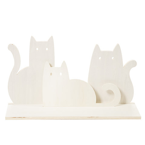 Unfinished Wood Shelf Die Cut Cats