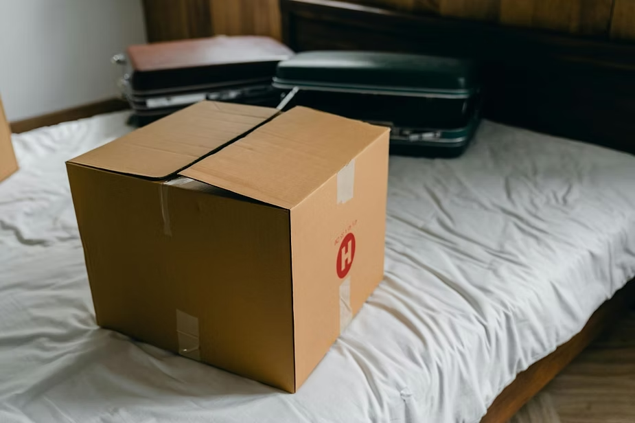 A box on a bed