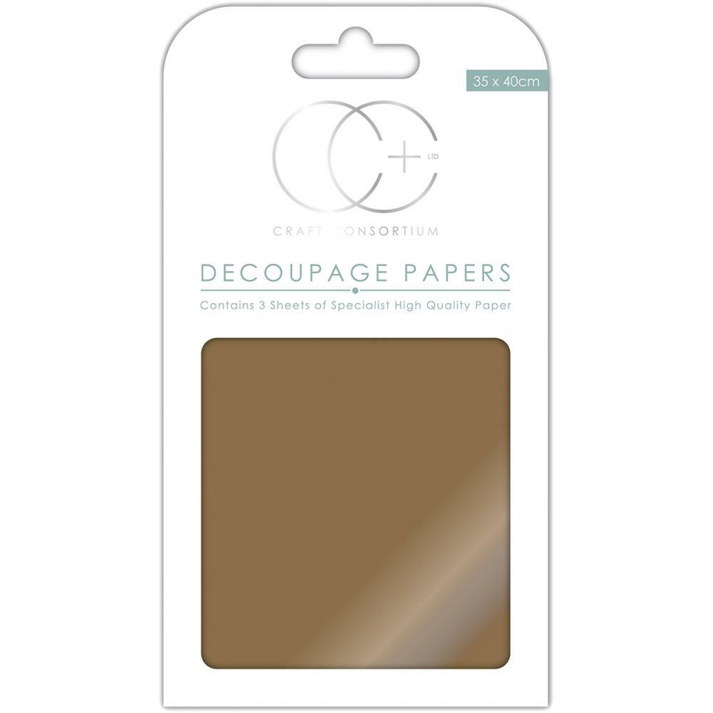 Metallic Antique Gold Decoupage Paper 3 sheets