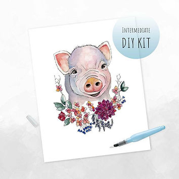 DIY Watercolor Kit- Boho Piglet