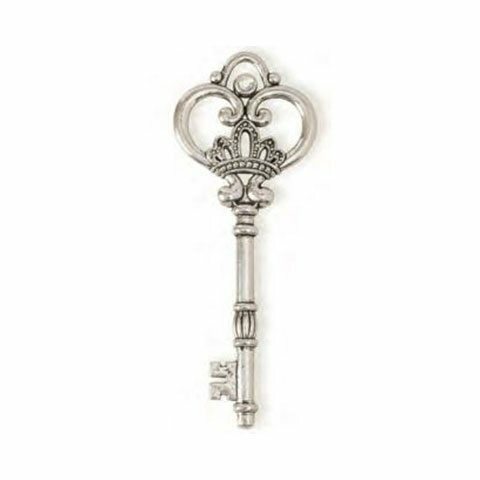 Steampunk Fancy Key Antique Silver- Large